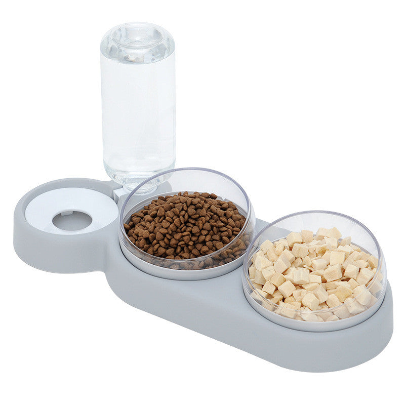 2-in-1 Pet Bowl with Water Fountain & Raised Stand