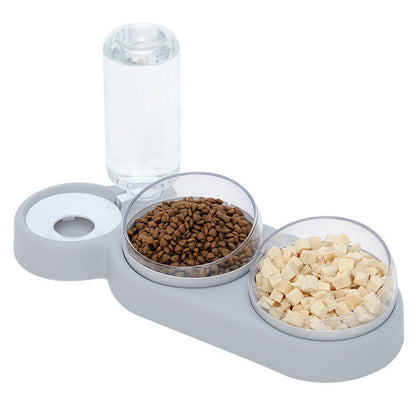2-in-1 Pet Bowl with Water Fountain & Raised Stand