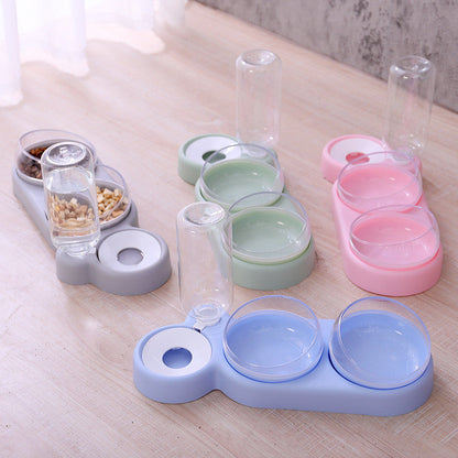 2-in-1 Pet Bowl with Water Fountain & Raised Stand