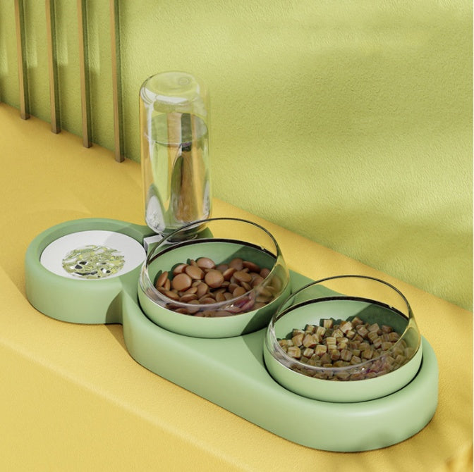 2-in-1 Pet Bowl with Water Fountain & Raised Stand