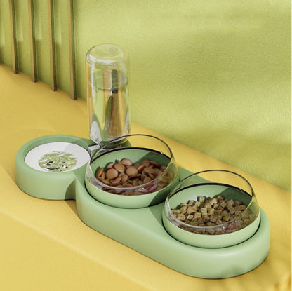 2-in-1 Pet Bowl with Water Fountain & Raised Stand