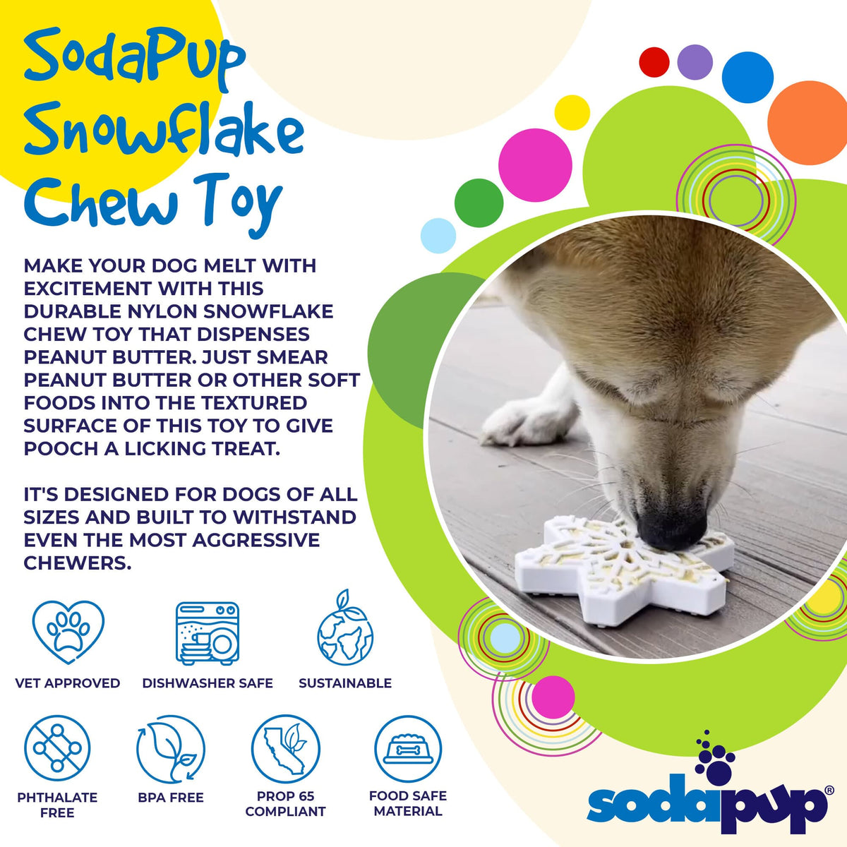 SodaPup Snowflake Nylon Dog Chew Toy for Aggressive Chewers