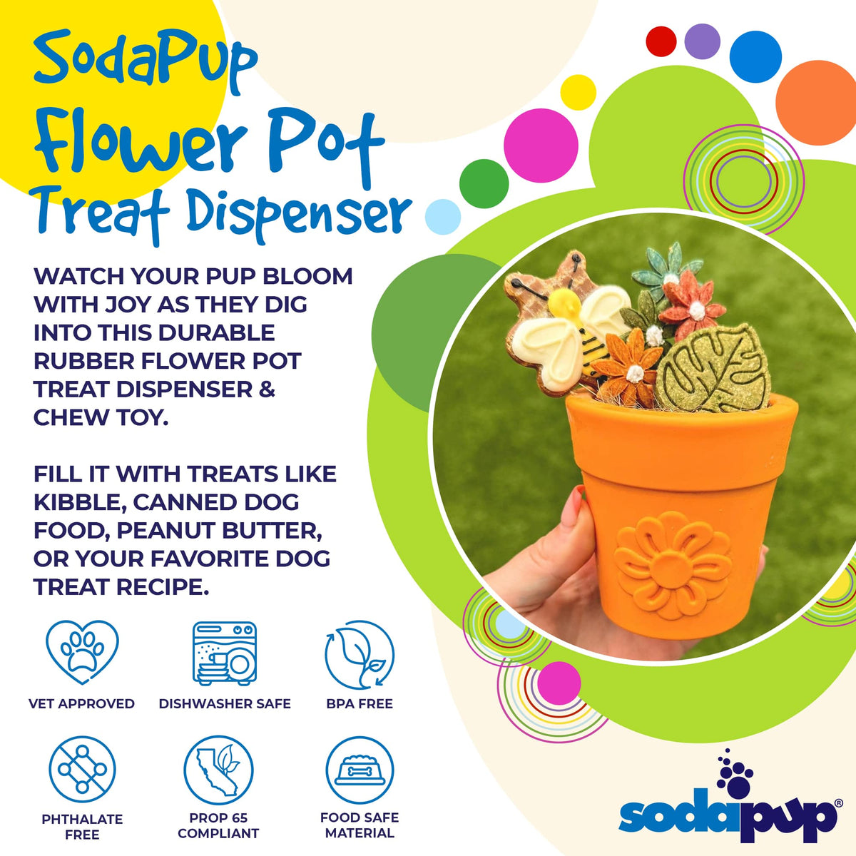 SodaPup Large Flower Pot eCup – Treat Dispensing Enrichment Toy