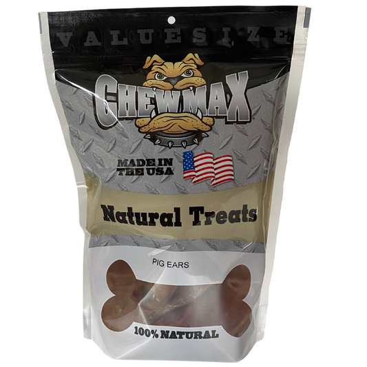 Natural Pig Ear Dog Chews – 12 Count