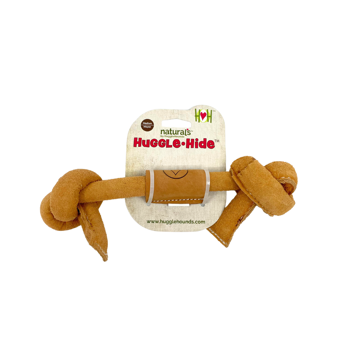 Huggle-Hide® Natural Leather Bone Dog Toy, 3 Pack